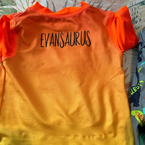 18 months toddler boys rashguard and dinosaur swim trunks set - Picture 4 of 4